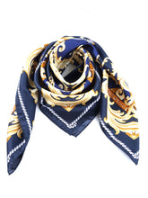 Blue scarf 90x90cm in PAINTING printed silk